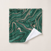 Emerald Green Black Gold Glitter Marmer #1 Bad Handdoek (Wasdoekje)