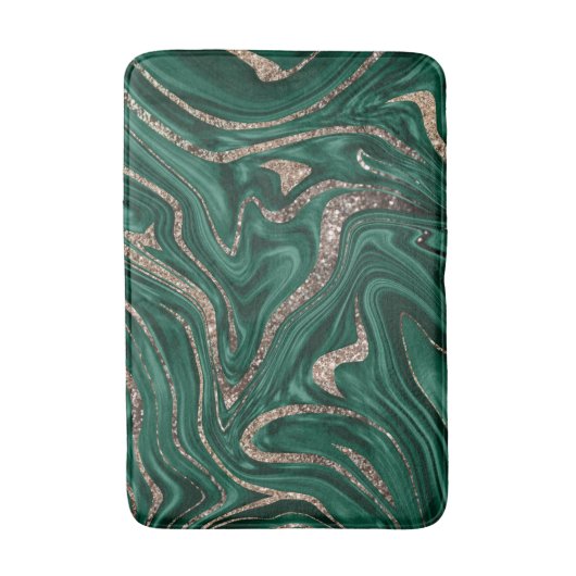 Emerald Green Black Gold Glitter Marmer #1 Badmat (Voorkant Verticaal)