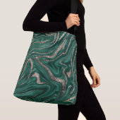 Emerald Green Black Gold Glitter Marmer #1 Crossbody Tas (Dichtbij)