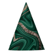 Emerald Green Black Gold Glitter Marmer #1 Feesthoedjes (Voorkant)