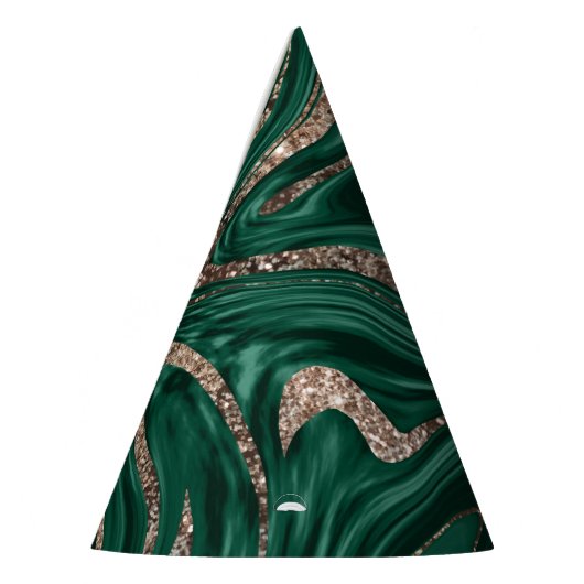 Emerald Green Black Gold Glitter Marmer #1 Feesthoedjes (Links)