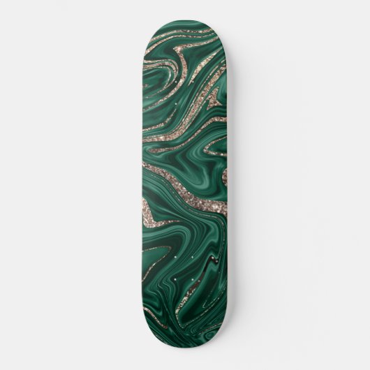 Emerald Green Black Gold Glitter Marmer #1 Persoonlijk Skateboard (Voorkant)
