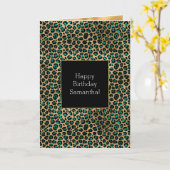 Emerald Green Black Gold Leopard-printer Kaart (Gele Bloem)