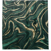Emerald Green Black Gold Marble #2 (Faux-Folie) Douchegordijn (Voorkant)
