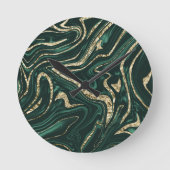Emerald Green Black Gold Marble #2 (Faux-Folie) Ronde Klok (Voorkant)