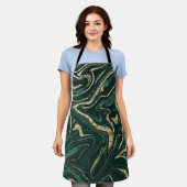 Emerald Green Black Gold Marble #2 (Faux-Folie) Schort (Gedragen)