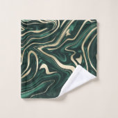 Emerald Green Black Gold Marble #3 (Faux-Folie) Bad Handdoek (Wasdoekje)