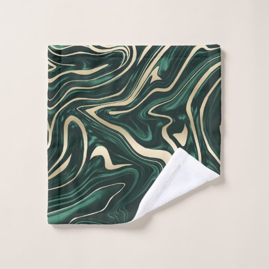 Emerald Green Black Gold Marble #3 (Faux-Folie) Bad Handdoek (Wasdoekje)