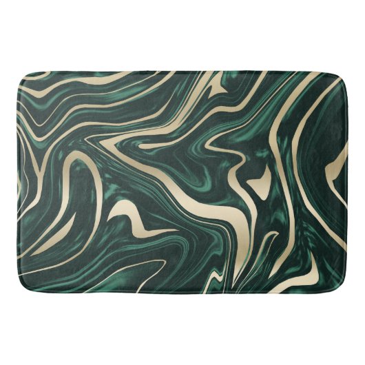 Emerald Green Black Gold Marble #3 (Faux-Folie) Badmat (Voorkant)
