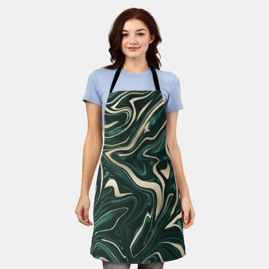 Emerald Green Black Gold Marble #3 (Faux-Folie) Schort (Gedragen)