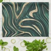 Emerald Green Black Gold Marmer #1 #decor #art Theedoek (Gevouwen)