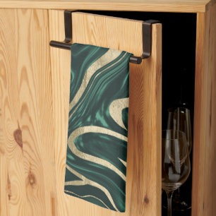 Emerald Green Black Gold Marmer #1 #decor #art Theedoek