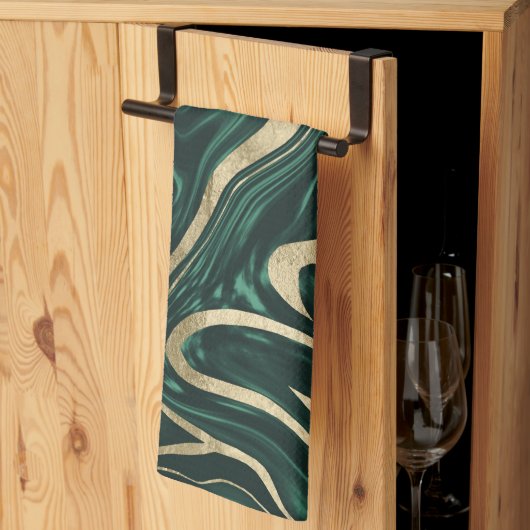 Emerald Green Black Gold Marmer #1 #decor #art Theedoek (Derde Gevouwen)