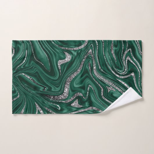 Emerald Green Black Silver Glitter Marble #1 Bad Handdoek (Handdoek)