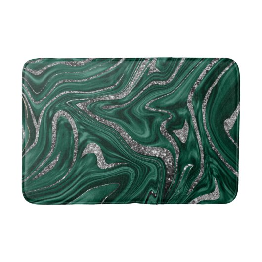 Emerald Green Black Silver Glitter Marble #1 Badmat (Voorkant)