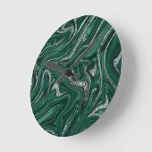 Emerald Green Black Silver Glitter Marble #1  Ronde Klok (Hoek)
