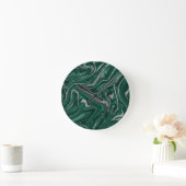 Emerald Green Black Silver Glitter Marble #1  Ronde Klok (Huis)