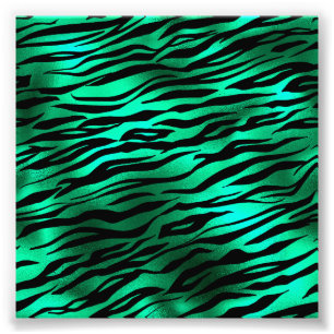Emerald Green Black Tiger Stripe Wild Animal Foto Afdruk