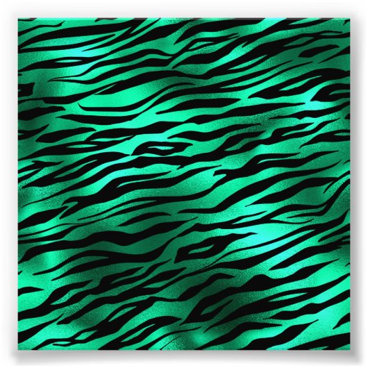 Emerald Green Black Tiger Stripe Wild Animal Foto Afdruk (Voorkant)