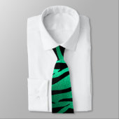 Emerald Green Black Tiger Stripes Wilde dieren Stropdas (Gebonden)