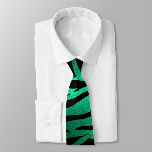 Emerald Green Black Tiger Stripes Wilde dieren Stropdas (Gebonden)
