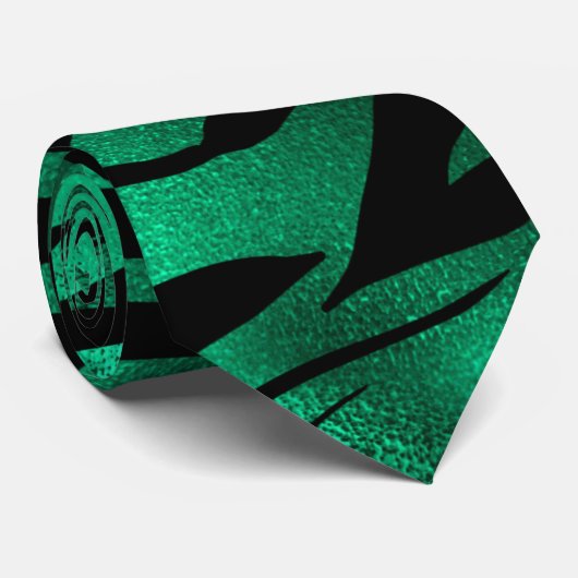 Emerald Green Black Tiger Stripes Wilde dieren Stropdas (Opgerold)