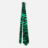 Emerald Green Black Tiger Stripes Wilde dieren Stropdas (Achterkant)