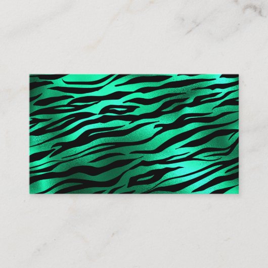 Emerald Green Black Tiger Stripes Wilde dieren Visitekaartje (Voorkant)
