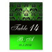 EMERALD GREEN BLACK WHITE CLASSY DAMASK MONOGRAM KAART (Achterkant)