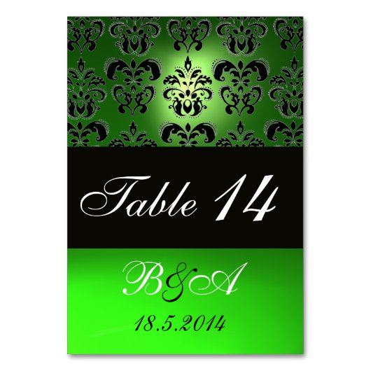 EMERALD GREEN BLACK WHITE CLASSY DAMASK MONOGRAM KAART (Achterkant)