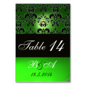 EMERALD GREEN BLACK WHITE CLASSY DAMASK MONOGRAM KAART (Voorkant)