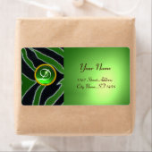 EMERALD GREEN BLACK WHITE ZEBRA FUR MONOGRAM ETIKET (Insitu)