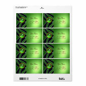 EMERALD GREEN BLACK WHITE ZEBRA FUR MONOGRAM ETIKET (Full Sheet)