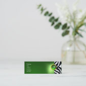EMERALD GREEN BLACK WHITE ZEBRA FUR MONOGRAM MINI VISITEKAARTJE (Staand voorkant)