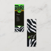 EMERALD GREEN BLACK WHITE ZEBRA FUR MONOGRAM MINI VISITEKAARTJE (Voorkant / Achterkant)