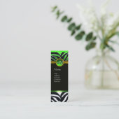 EMERALD GREEN BLACK WHITE ZEBRA FUR MONOGRAM MINI VISITEKAARTJE (Staand voorkant)