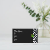 EMERALD GREEN BLACK WHITE ZEBRA FUR MONOGRAM VISITEKAARTJE (Staand voorkant)