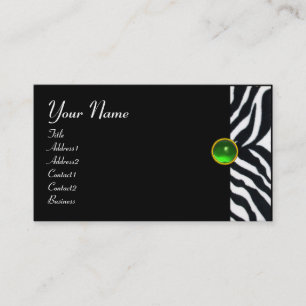 EMERALD GREEN BLACK WHITE ZEBRA FUR MONOGRAM VISITEKAARTJE