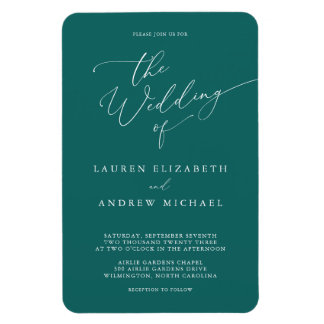 Emerald Green Blauwgroen minimalistisch huwelijk Magneet