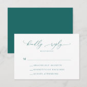 Emerald Green - Blauwgroen minimalistisch modern h RSVP Kaartje (Voorkant / Achterkant)