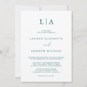 Emerald Green Blauwgroen Monogram minimalistisch h Kaart (Voorkant)