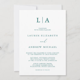 Emerald Green Blauwgroen Monogram minimalistisch h Kaart