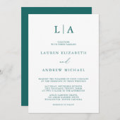 Emerald Green Blauwgroen Monogram minimalistisch h Kaart (Voorkant / Achterkant)