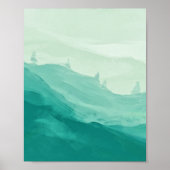 Emerald Green Blauwgroen Waterverf Abstracte kunst Poster (Voorkant)