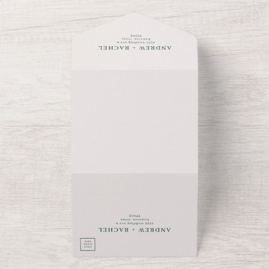 Emerald Green Blocks Fall Weddenfoto All In One Uitnodiging (Buitenkant)