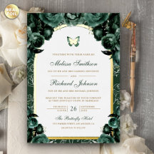 Emerald Green Bloemboog Vlinder bruiloft goud