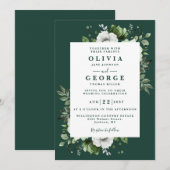 Emerald Green Bloemen Botanische Moderne Huwelijk Kaart (Voorkant / Achterkant)