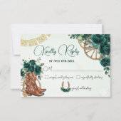 Emerald Green Bloemen Charro West Quinceañera Reag RSVP Kaartje (Voorkant)