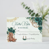 Emerald Green Bloemen Charro West Quinceañera Reag RSVP Kaartje (Staand voorkant)
