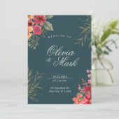 Emerald Green Bloemen Huwelijksuitnodiging Kaart (Staand voorkant)